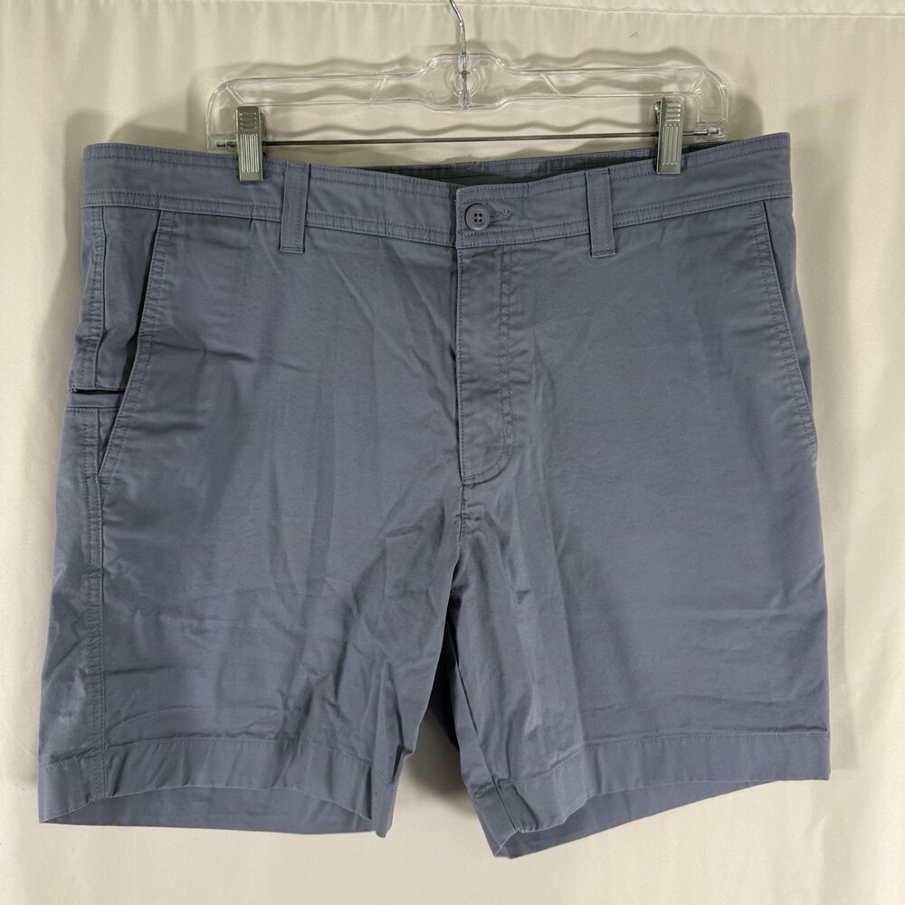 Roundtree Yorke Chino Shorts Men's 38 Blue Slash Pocket Cotton Blend 7" Inseam